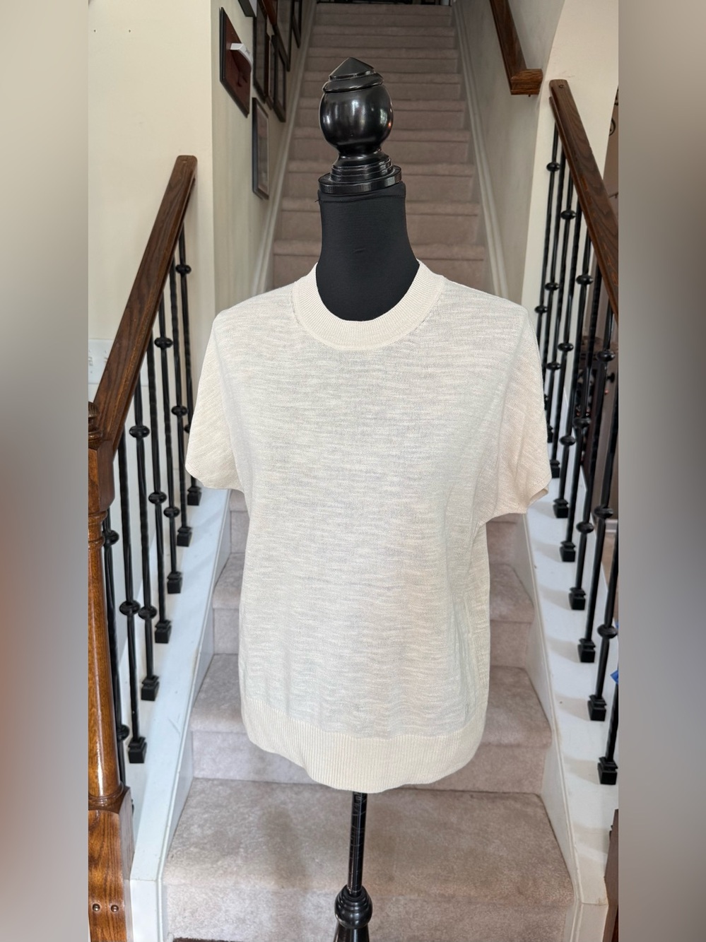 Banana Republic Women's Cream Short-Sleeve Knit Top